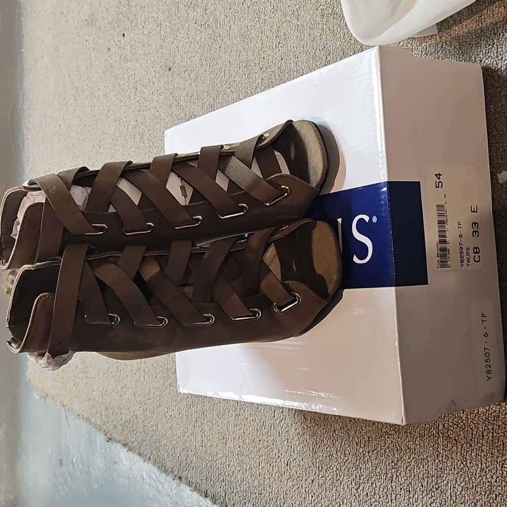 Tan Lace Up Boots with Rugged Sole and Suede Finish